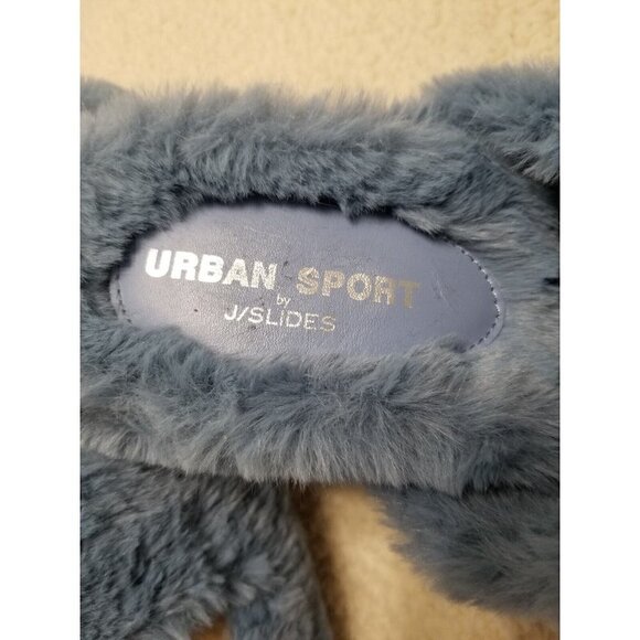 J/Slides Urban Sport Womens Slippers BABEE Blue Faux Fur Slide Size 8 M - Picture 2 of 3